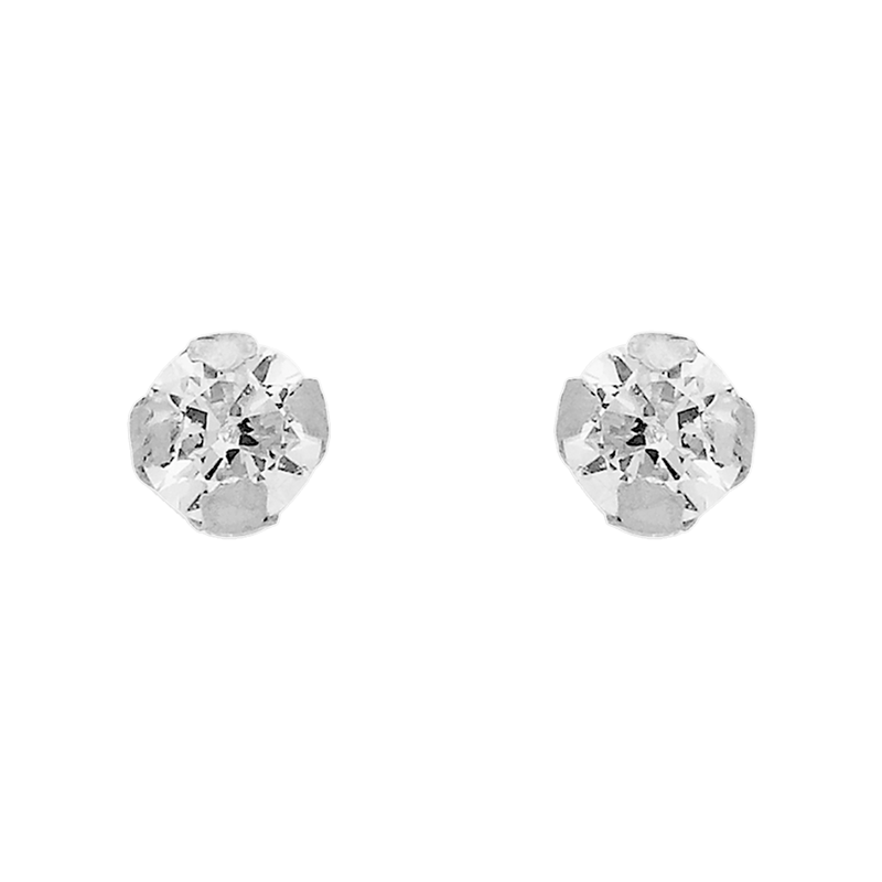 Boucles D'oreilles Or375 Gris Puces Zirconium 3mm - Boucles d'oreilles | Créolissime