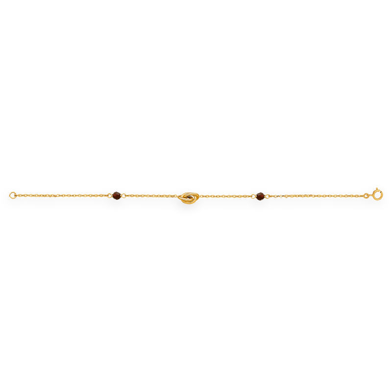 Bracelet Or375 Chaîne Cristal Grenat Nœud Forçat Antillais - Bracelets | Créolissime