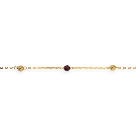 Bracelet Or375 Chaîne Maille Forçat Grain D'or Cristal Grenat - Bracelets | Créolissime
