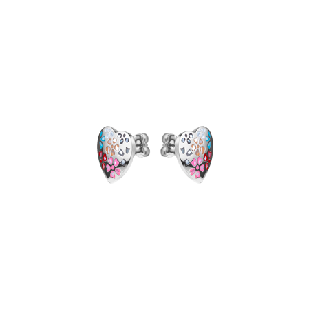 Boucles D'oreilles Acier Cœur 14.5mm Email Multicolore - Boucles d'oreilles | Créolissime