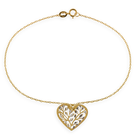 Bracelet Chaîne Forçat Or750 Cœur Diamanté -  | Créolissime