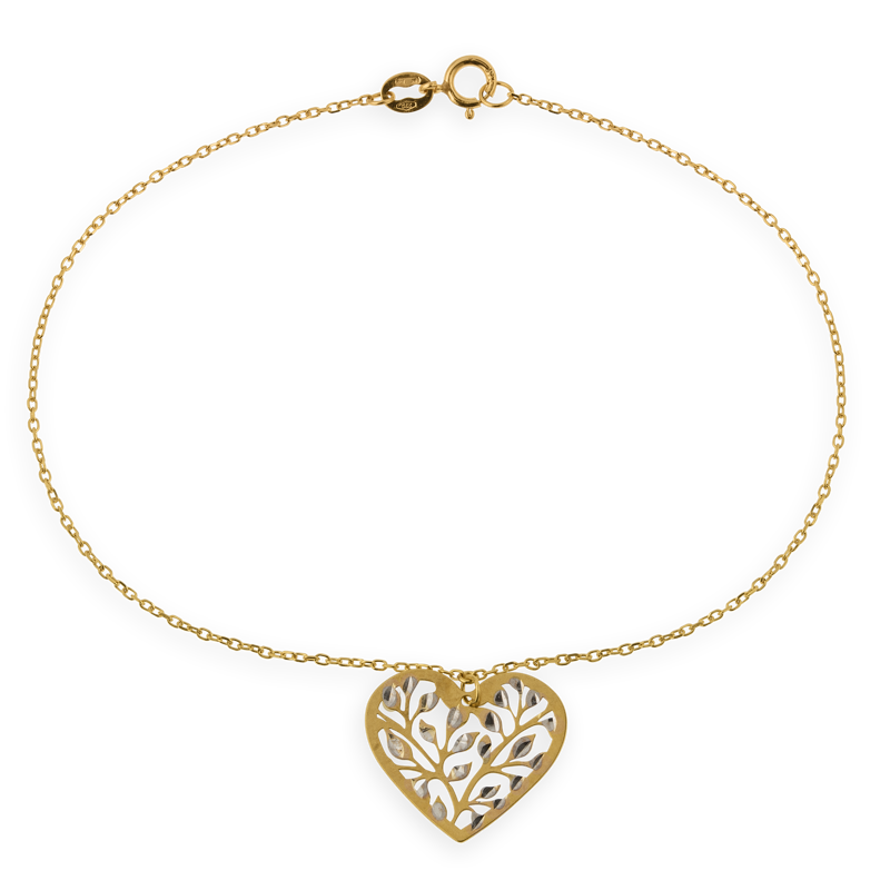 Bracelet Chaîne Forçat Or375 Cœur Diamanté - Bracelets | Créolissime