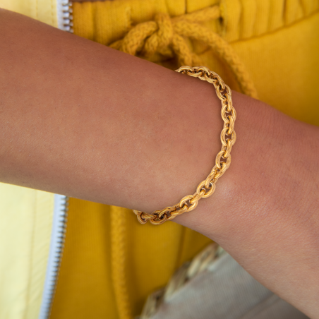 Bracelet Acier Jaune Maille Jaseron - Bracelets | Créolissime