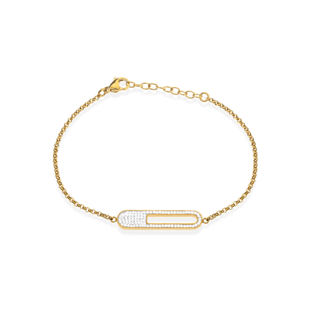 Bracelet Acier Jaune Motif Cristal  -  | Créolissime