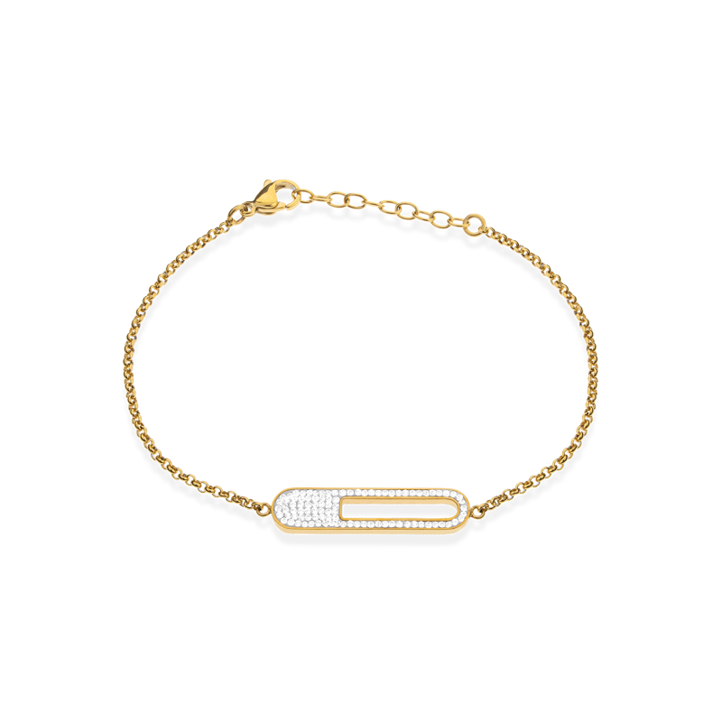 Bracelet Acier Jaune Motif Cristal  - Bracelets | Créolissime