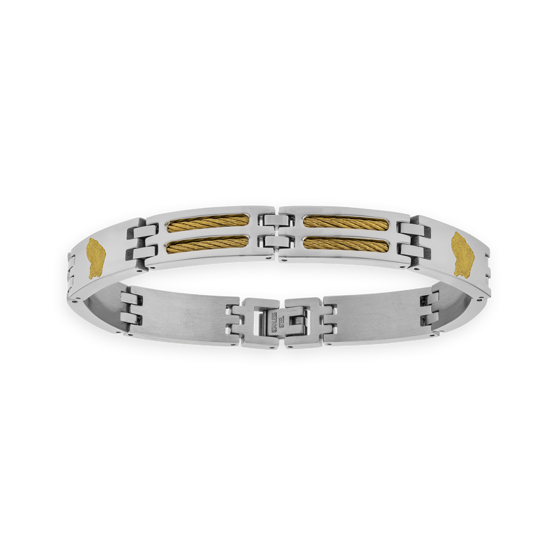 Bracelet Acier Bicolore Carte Guyane - Bracelets | Créolissime