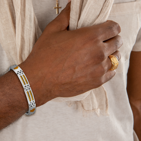 Bracelet Acier Bicolore Carte Guyane - Bracelets | Créolissime