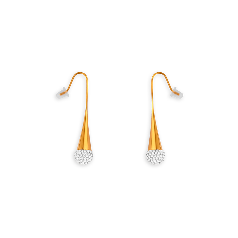 Boucles D'oreilles Acier Jaune Motif Cristal Pendant 43.5mm Au Total - Boucles d'oreilles | Créolissime