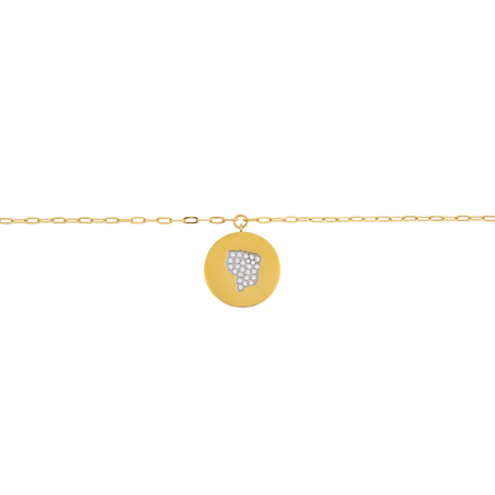 Collier Acier Jaune Médaille Carte Guyane Cristal - Colliers | Créolissime
