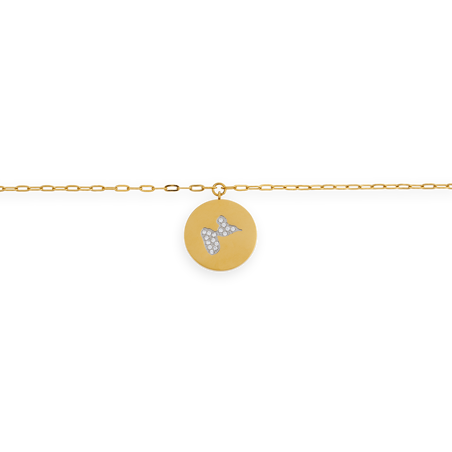 Collier Acier Jaune Médaille Carte Guadeloupe Cristal - Colliers | Créolissime
