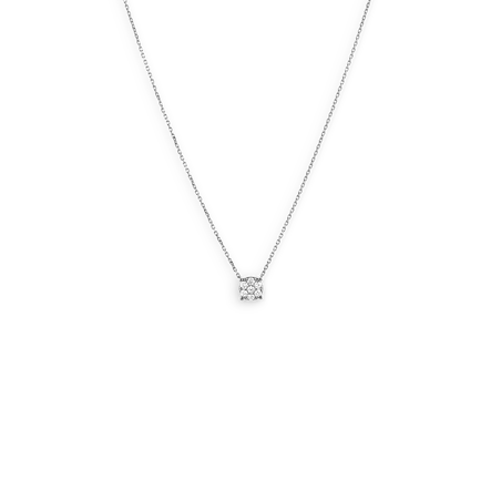 Collier or Blanc motif fleur avec diamants - Colliers | Créolissime