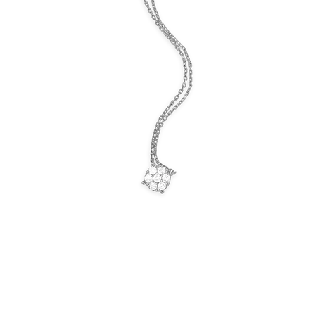 Collier or Blanc motif fleur avec diamants - Colliers | Créolissime