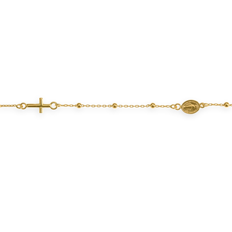 Bracelet Chapelet Chaîne Or750 Grain D'or et Croix Médaille - Bracelets | Créolissime
