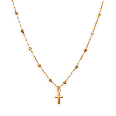 Collier chapelet or grain d'or croix -  | Créolissime