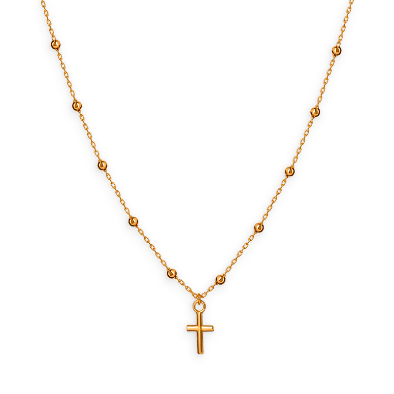 Collier chapelet or grain d'or croix - Colliers | Créolissime