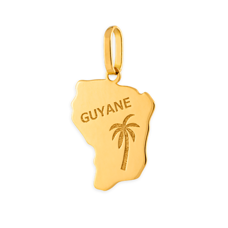 Pendentif Or750 Carte Guyane Palmier avec bélière -  | Créolissime