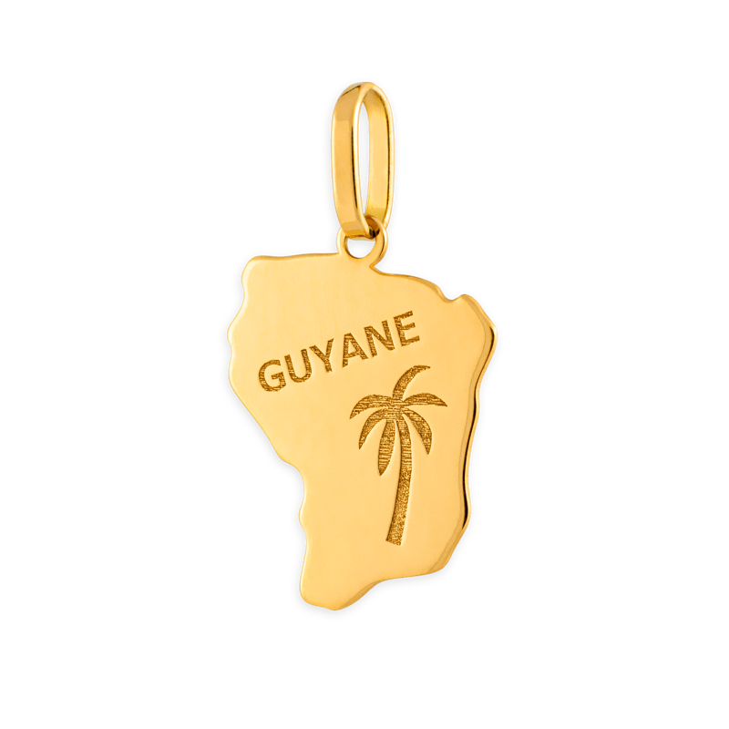 Pendentif Or750 Carte Guyane Palmier avec bélière - Pendentifs | Créolissime