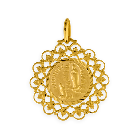 Médaille Plaqué Or Notre Dame de Lourdes avec bélière -  | Créolissime