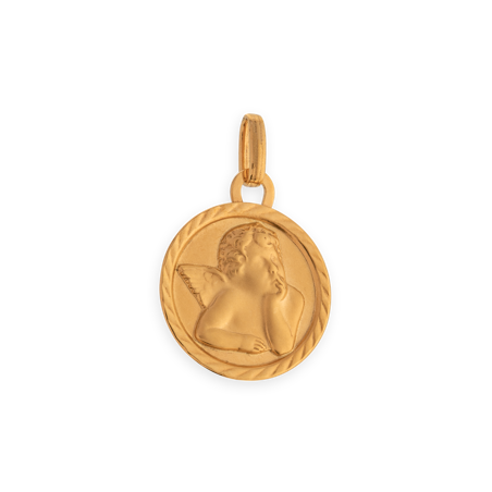 Médaille Or375 Ange Strié avec bélière -  | Créolissime
